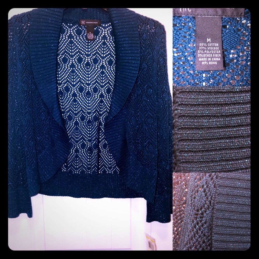 Turquoise/Teal metallic thread Cardigan